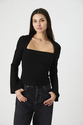 FRENCH CONNECTION CLEO PONTE LS FITTED TOP